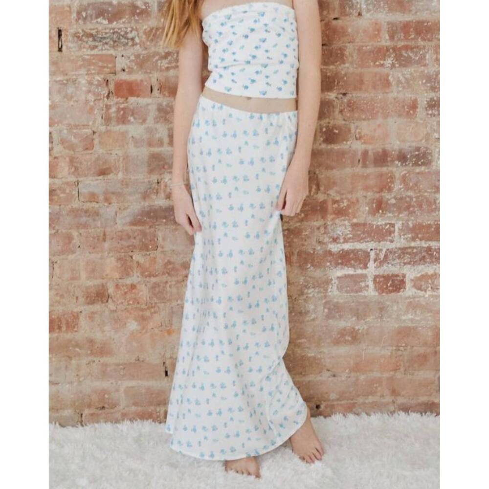 NEW THEME joey satin maxi skirt in ditsy